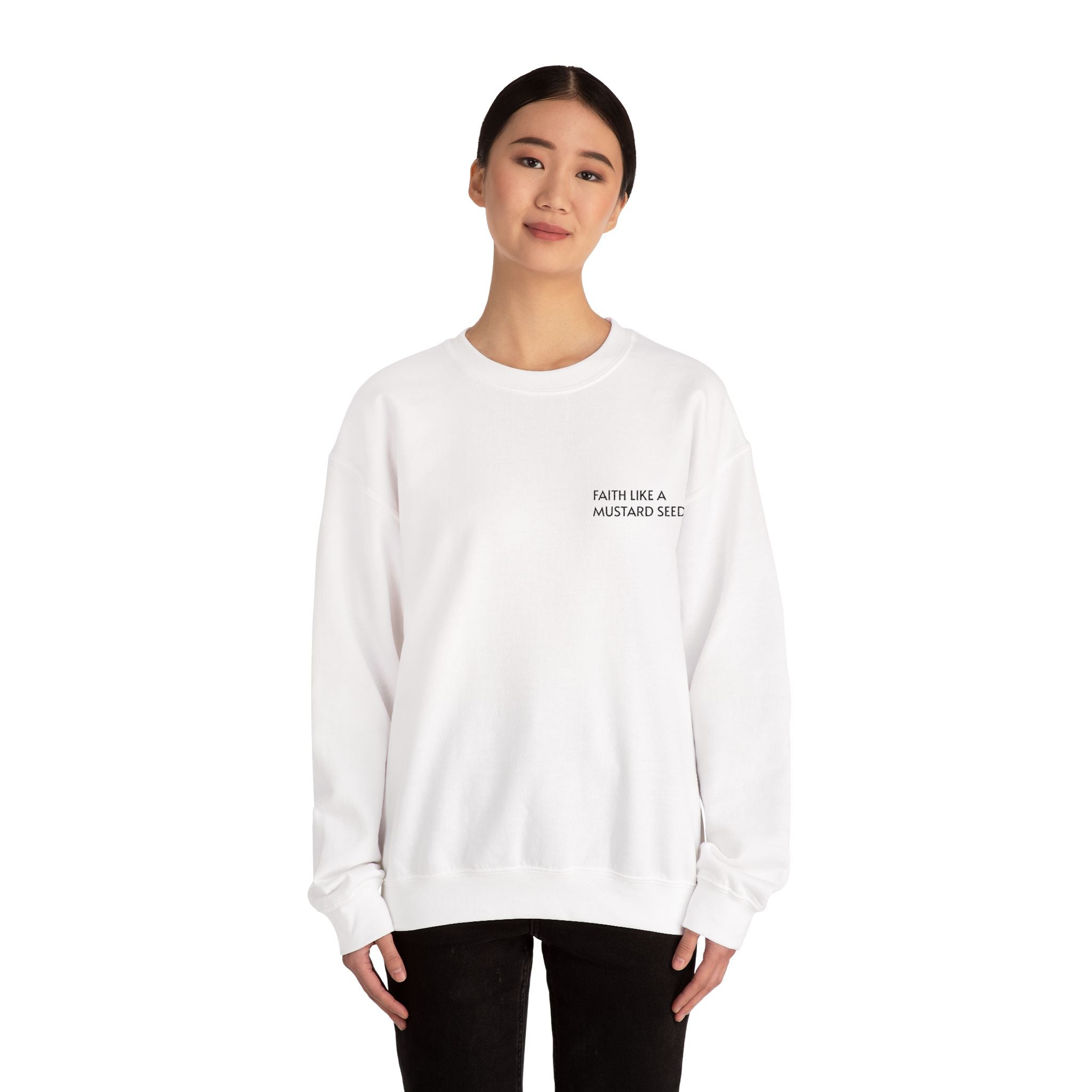 Minimalist Faith Like A Mustard Seed Embroidered Crew Neck Sweater